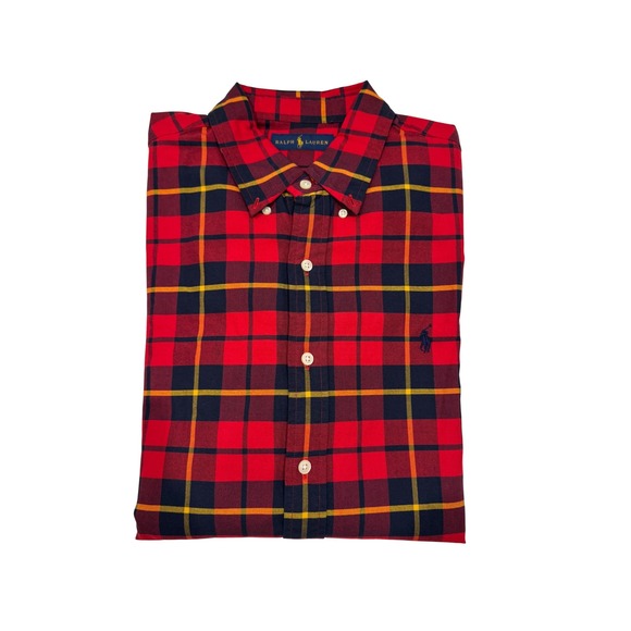 Ralph Lauren Other - Ralph Lauren Mens Large Red Navy Yellow Plaid Button Down Cotton Shirt L